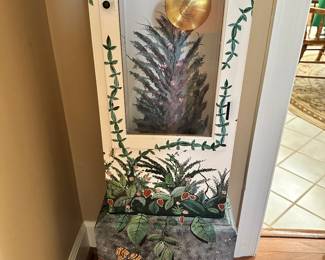 #46 - $180 - Floral painted grand mother clock made by Herschede - running 14wx10dx99t