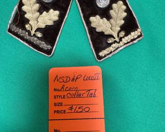 #127 - $150 - NSDAP WW II Acorn collar tab
