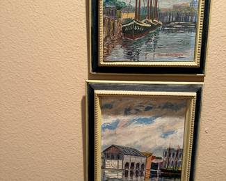 #69 - $250 - Fred Hassebrock set of 2 marine paintings Florida Highwaymen painter