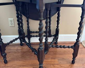 #41 - $250 - Unusual barley twist table with rounded sides 39wx25dx29t