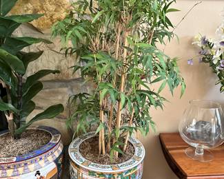 #29 - $36 - Asian planter smaller on stand 13.5wx17.5t - with stand