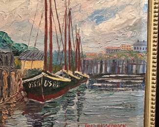 #69 - $250 - Fred Hassebrock set of 2 marine paintings Florida Highwaymen painter