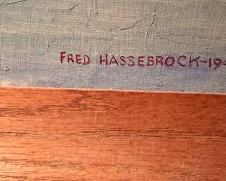 #68 - $400 - Fred Hassebrock 1946 oil painting of lake scene -Florida Highwaymen painter