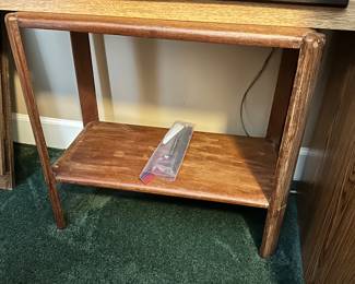 #87 - $40 each - Vintage small pegged side table mahogany 2 available 25wx12dx22t
