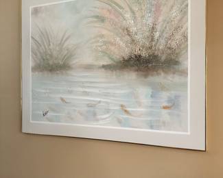 #47 - $70 - Large modern canvas with fishes 60wx47t