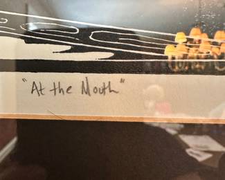 #61 - $60 - Margaret Biggs (local artist) Black & white numbered print 1/25 "At the Mouth" 21wx18t