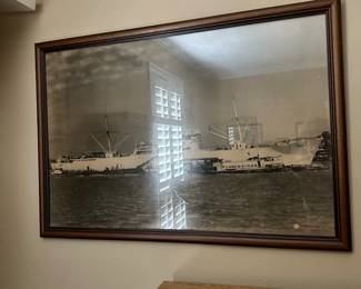 #85 - $44 - Southern America ship print framed 38wx26t