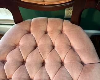 #56 - $60 - Balloon back tufted armchair 22wx21dx34t arm been repaired