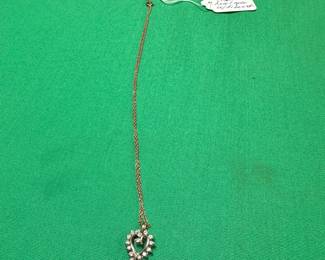 #103 - $150 - 14kt gold necklace 15" with diamond heart 2.3 gr.