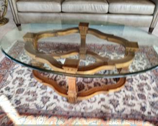 Glass top coffee table.