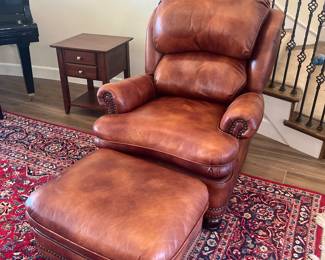 Leather reclining chair with ottoman