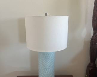 Pair of pale blue lamps