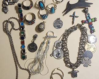Sterling jewelry including Native American and Turquoise