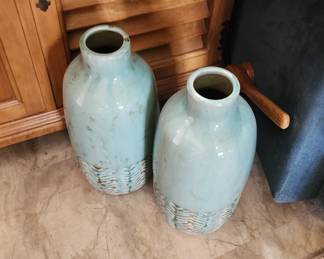 lots of pottery large vases