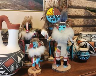 Indian pottery Navajo kachina dolls