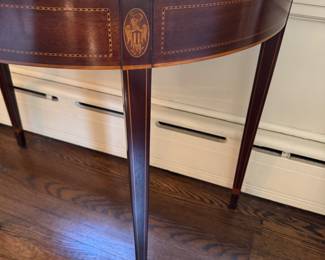 Inlaid demi-lune flip-top table 30"h x 35"w x 18"d