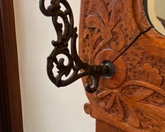 Antique oak hall tree 82"h x 32"w x 14"d