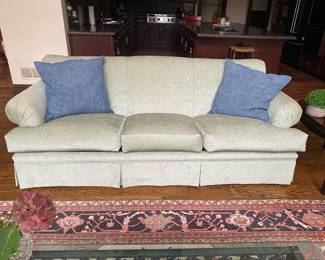 Light pistachio sofa 33"h x 90" long x 40"d