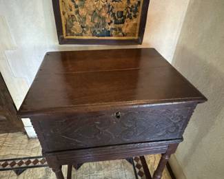 17th c. Bible box on stand 37"h x 26.5"w x 21"d