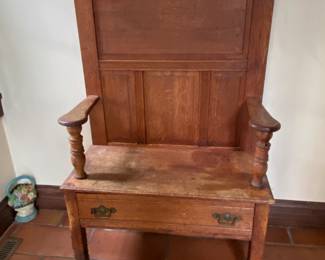 Antique oak hall tree 82"h x 32"w x 14"d