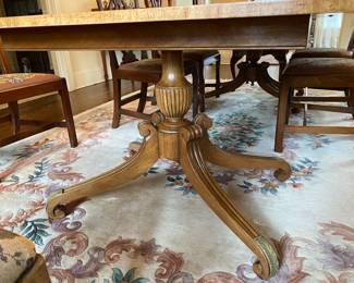 Regency-style banded mahogany dining table 29"h x 46"w x 68" long - plus three 18" leaves