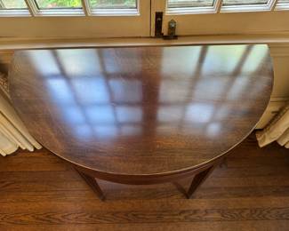 Inlaid demi-lune flip-top table 30"h x 35"w x 18"d
