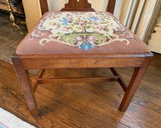 6 antique Chippendale side chairs with needlepoint seats