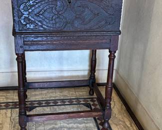 17th c. Bible box on stand 37"h x 26.5"w x 21"d