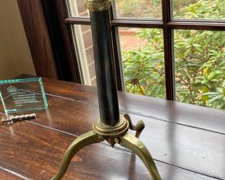 Antique leather & brass tabletop telescope