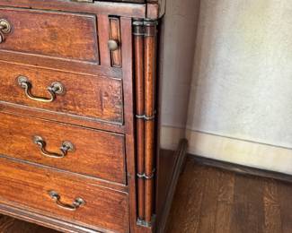 English mahogany secretary with line and shell inlay late 18th - early 19th century 85"h x 46"w x 21d