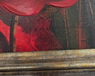 Poppies in Meadow painting. Measures approximately 57”W x 46”H. Very colorful, fun, and spring like.