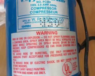 W.R. Brown Co. Speedy 115V. 2.9 AMP. Compressor