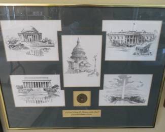 United States Capitol Building Framed Etching