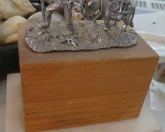 Vintage Miniature Pewter Prospector or Miner with Donkey 