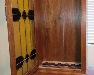 Large Wood Rifle/Shotgun Case -Stained Glass Door - (Height 78", Width 31", Depth 16")