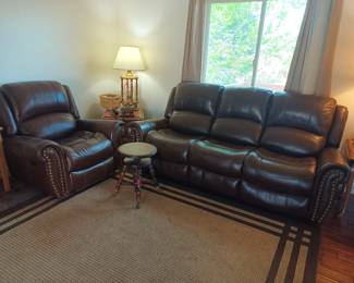 Leather recliner and couch