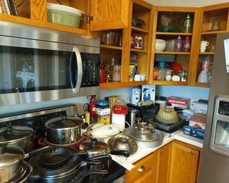 Pots, pans, kitchen appliances