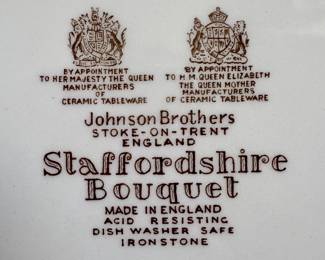 Vtg. Staffordshire Bouquet England by Johnson Bros Hand Engraving China Set 66 Pieces