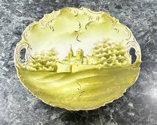 Antique Rosenthal Germany Monbijou Rheingold Porcelain Plate Hand Painted Gold Rim w/ Handles