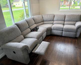 Lazy Boy Gray Tweed Reclining Sectional Sofa
