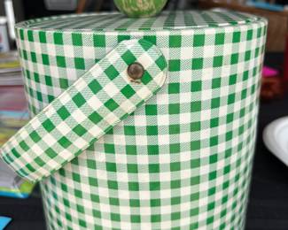 Vtg Green Gingham Ice Bucket!