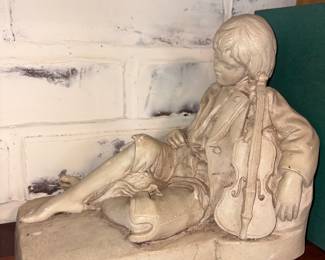 Fera Stone Boy W/Violin Bookend!