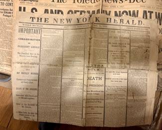 Antique 1865 New York Herald Lincoln Assassination Death Original Civil War Era Newspaper