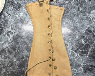 Vtg. WWII Military US Army Canvas Leggings Gator Spat w/Lace (Single)
