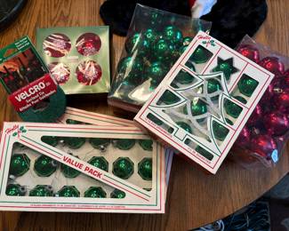 Boxes of Vtg Red & Green Glass Ornaments