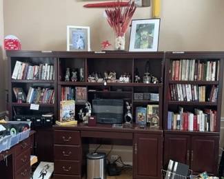 Book case wall unit. 3 pieces. Books, Collections, decor, Jimmie Hendrix print!