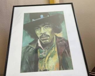 Jimi Hendrix framed print. Signed but not an original