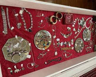 Jewelry case with beautiful Sterling Jewelry pieces.