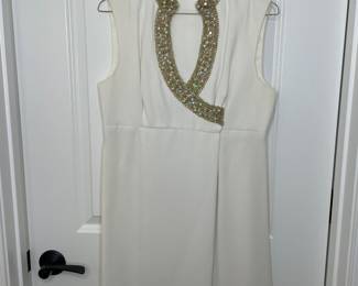 Vintage mini dress w beaded neckline