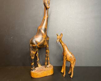 Wood giraffe figures